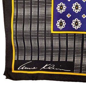 ANNE KLEIN Scarf Black, Gold and Royal Blue 32 Long x 10